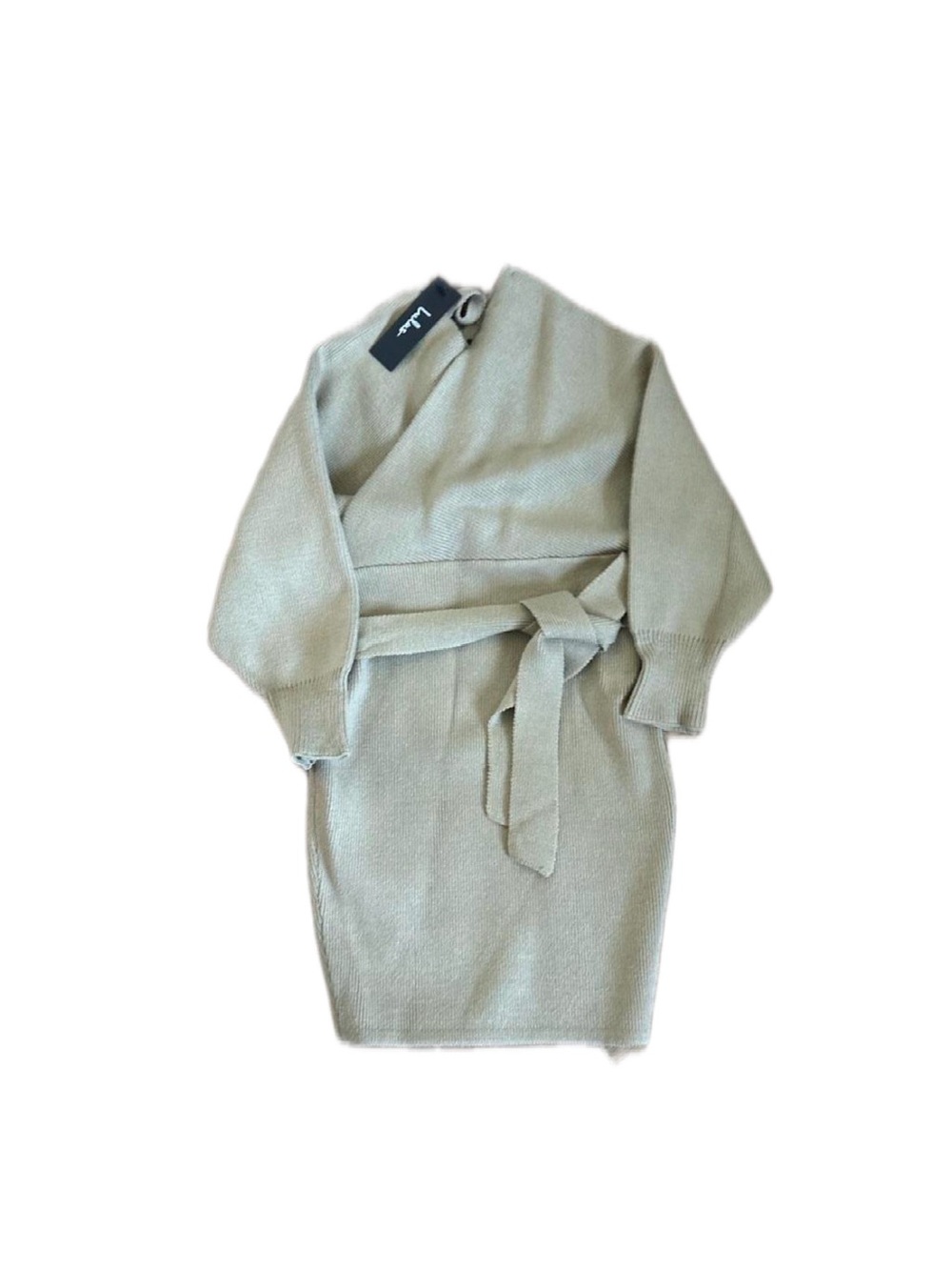 Lulu's Sage Green Wrap Belted Sweater Dress